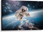 Canvas  - Astronaut in de Ruimte - 100x75cm Foto op Canvas Schilderij (Wanddecoratie op Canvas)