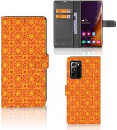 Wallet Book Case Geschikt voor Samsung Galaxy Note20 Ultra Telefoonhoesje Batik Orange