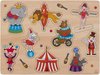 Houten knopjes/noppen speelgoed puzzel circus thema 30 x 22 cm - Educatief speelgoed voor kinderen