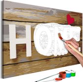 Doe-het-zelf op canvas schilderen - Home met Hartje 60x40,  Europese kwaliteit, cadeau idee