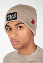 Wrong Friends Classic logo beanie muts - taupe - One size