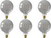 CALEX - LED Lamp 6 Pack - Globe - Smart LED G125 - E27 Fitting - Dimbaar - 7W - Aanpasbare Kleur CCT - Grijs - BSE