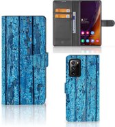Magnet Case Geschikt voor Samsung Galaxy Note20 Ultra Telefoonhoesje Wood Blue