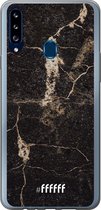 Samsung Galaxy A20s Hoesje Transparant TPU Case - Dark Golden Marble #ffffff