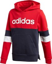 adidas - Young Boys Linear Colorblock Hooded Fleece Sweater - Hoodie - 164 - Rood