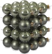 36x Graniet groene glazen kerstballen 4 cm - mat/glans - Kerstboomversiering graniet groen