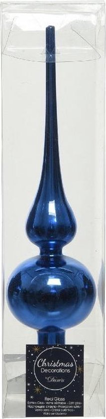 gevaarlijk kleur In hoeveelheid Kobalt blauwe glazen piek glans 26 cm - Kobalt blauwe kerstboom  versieringen -... | bol.com