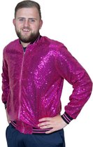 Pailletten - disco jack - Pink/ donker roze/ fuchsia - Maat S - Disco - Festival - Carnaval