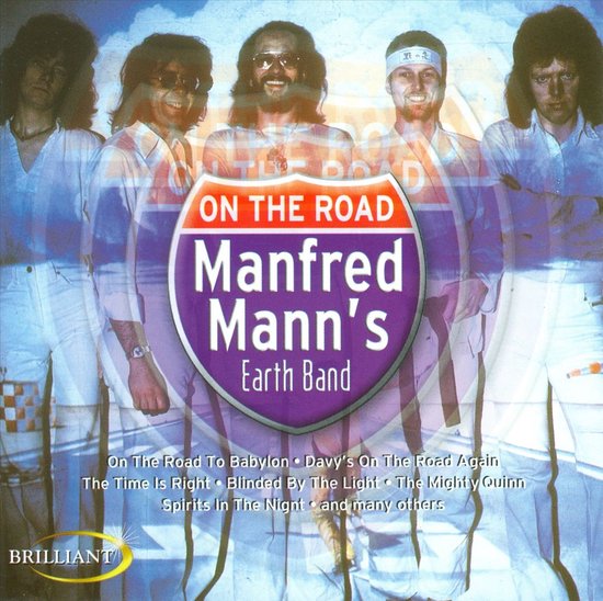 Albumhoes van Manfred Mann's Earth Band, 'On The Road', met de bandleden in witte kleding.