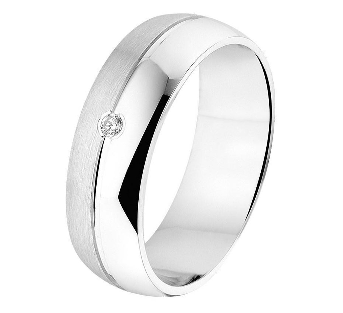 Gerhodineerd Zilver Ring A205 - 6 Mm Met Cz 1315487