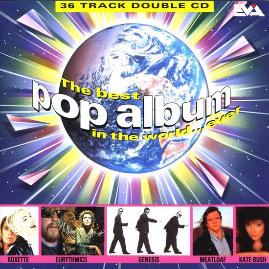 De cover toont de aarde met stralen in regenboogkleuren. Onder staan foto's van Roxette, Eurythmics, Genesis, Meatloaf en Kate Bush.