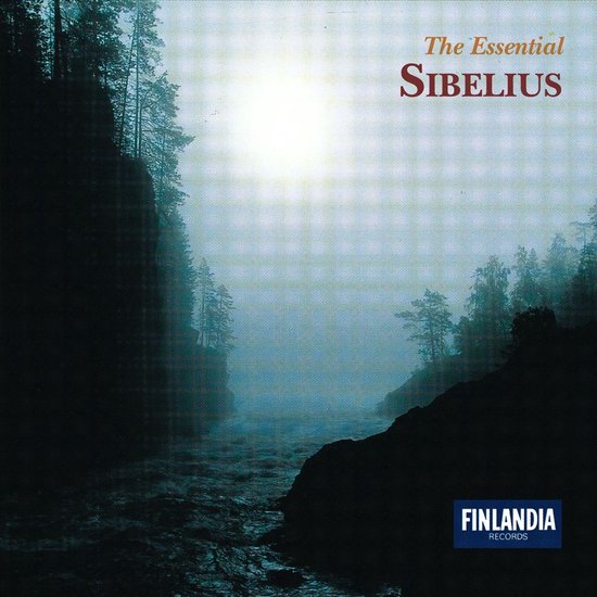 Cd-hoes met donker, mistig boslandschap en de tekst 'The Essential Sibelius' en 'FINLANDIA RECORDS'.