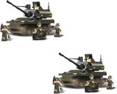 Set van 2x stuks sluban leger speelgoed tank 32 cm bouwsteentjes - Army/Soldaten speelgoed