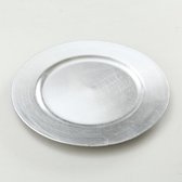 6x Rond zilverkleurig diner/eettafel onderborden 33 cm - Onderborden/tafeldecoratie - Onderzet borden