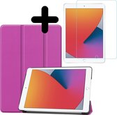 iPad 10.2 2020 Hoes Book Case Hoesje Cover Met Screenprotector - Paars
