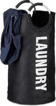corbeille à linge pliable relaxdays avec poignée - 100 litres - sac à linge pliable - boîte à linge portable noir