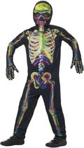 Glow in the dark skelet skinsuit kinderen - maat M