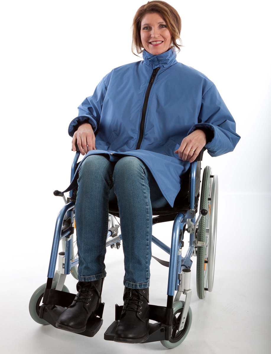 Rolstoeljas winter | Rolstoeljassen & Rolstoelponcho's | Aangepaste jas rolstoel | Blauw | XL