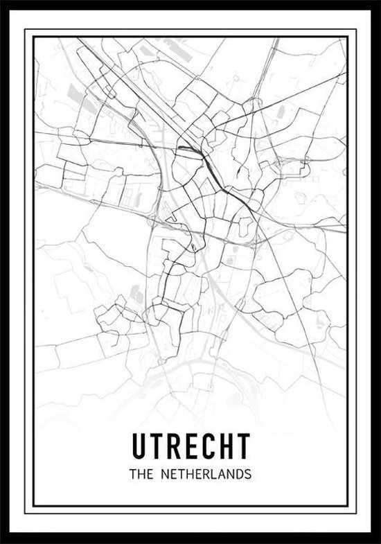 Punt. Poster - City Map Utrecht - 70 X 50 Cm - Zwart En Wit