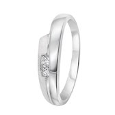 Zilveren ring rhodiumplated mat/glans met zirkonia