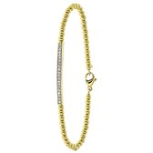 Stalen armband gold bol/bar wit kristal