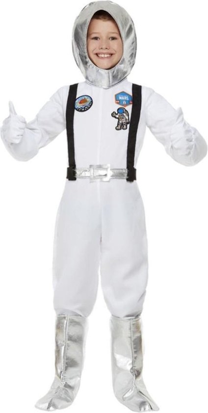 Smiffy's - Science Fiction & Space Kostuum - Witte Astronaut Kind Kostuum - Wit / Beige - Large - Carnavalskleding - Verkleedkleding