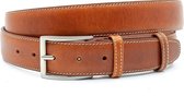 Broekriem heren cognac 3.5 cm breed - Cognac - Casual - Echt Leer - Taille: 120cm - Totale lengte riem: 135cm