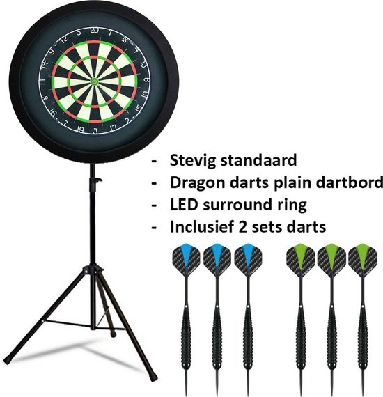 Dragon darts - dartbord standaard LED pakket plus - inclusief best geteste -... | bol.com