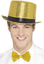 SMIFFYS - Goudkleurige hoed met zwart lint voor volwassenen - Hoeden > Hoge hoeden
