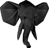Wandhanger Origami Olifant polyresin mat zwart