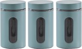 6x Boîtes / bocaux de conservation vert eucalyptus avec fenêtre 900 ml - Zeller - Ustensiles de cuisine - Bocaux de conservation / bocaux de conservation - Boîtes de conservation / boîtes de rangement - Consservation alimentaire