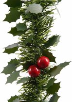 6x Kerstslinger guirlandes groen hulst 270 cm - Kerstversiering en decoraties - Dennenslingers