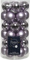 36x Lila paarse kleine glazen kerstballen 4 cm mat en glans - Kerstversiering/boomversiering lila paars
