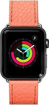 LAUT - Bandje voor Apple Watch SE bandje 44mm - Voor Apple Watch SE 2022 Bandje - Medium Leer Milano Watch Strap Koraal Oranje