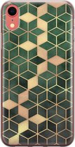 iPhone XR hoesje siliconen - Groen kubus - Soft Case Telefoonhoesje - Print / Illustratie - Transparant, Groen