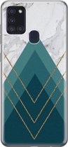 Leuke Telefoonhoesjes - Hoesje geschikt voor Samsung Galaxy A21s - Geometrisch blauw - Soft case - TPU - Print / Illustratie - Blauw