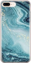 Leuke Telefoonhoesjes - Hoesje geschikt voor iPhone 8 Plus - Marmer blauw - Soft case - TPU - Marmer - Blauw