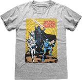 Star Wars Heren Tshirt -L- Vader Retro Poster Grijs