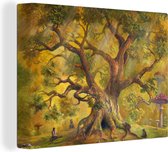 Canvas Schilderij Olieverf schilderij van een magische boom - 40x30 cm - Wanddecoratie