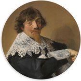 Forex Wandcirkel - Oude meesters - Portret van een man, Frans Hals, ca. 1635 - 120x120cm Foto op Wandcirkel (met ophangsysteem)