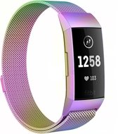 Milanees Smartwatch bandje - Geschikt voor  Fitbit Charge 4 Milanese band - regenboog - Maat: L - Horlogeband / Polsband / Armband