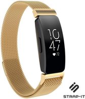 Milanees Smartwatch bandje - Geschikt voor Fitbit Inspire / Inspire HR / Inspire 2 Milanese band - goud - Strap-it Horlogeband / Polsband / Armband - Maat: Maat L