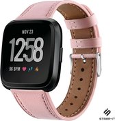 Leer Smartwatch bandje - Geschikt voor  Fitbit Versa / Versa 2 leren bandje - roze - Strap-it Horlogeband / Polsband / Armband