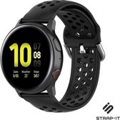 Siliconen Smartwatch bandje - Geschikt voor  Samsung Galaxy Watch Active / Active2 siliconen bandje met gaatjes - zwart - Strap-it Horlogeband / Polsband / Armband