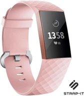 Siliconen Smartwatch bandje - Geschikt voor  Fitbit Charge 3 silicone band - lichtroze - Maat: S - Strap-it Horlogeband / Polsband / Armband