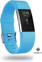 Siliconen Smartwatch bandje - Geschikt voor Fitbit Charge 2 siliconen bandje - blauw - Strap-it Horlogeband / Polsband / Armband - Maat: Maat S