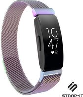 Milanees Smartwatch bandje - Geschikt voor Fitbit Inspire / Inspire HR / Inspire 2 Milanese band - rainbow - Strap-it Horlogeband / Polsband / Armband - Maat: Maat L