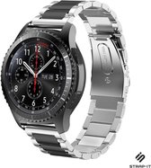 Stalen Smartwatch bandje - Geschikt voor  Samsung Galaxy Watch stalen band 45mm / 46mm - zilver/zwart - Strap-it Horlogeband / Polsband / Armband