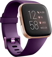 Siliconen Smartwatch bandje - Geschikt voor Fitbit Versa / Versa 2 silicone band - donkerpaars - Strap-it Horlogeband / Polsband / Armband - Maat: Maat S