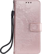 Shop4 - Xiaomi Redmi 9 Hoesje - Wallet Case Mandala Patroon Rosé  Goud